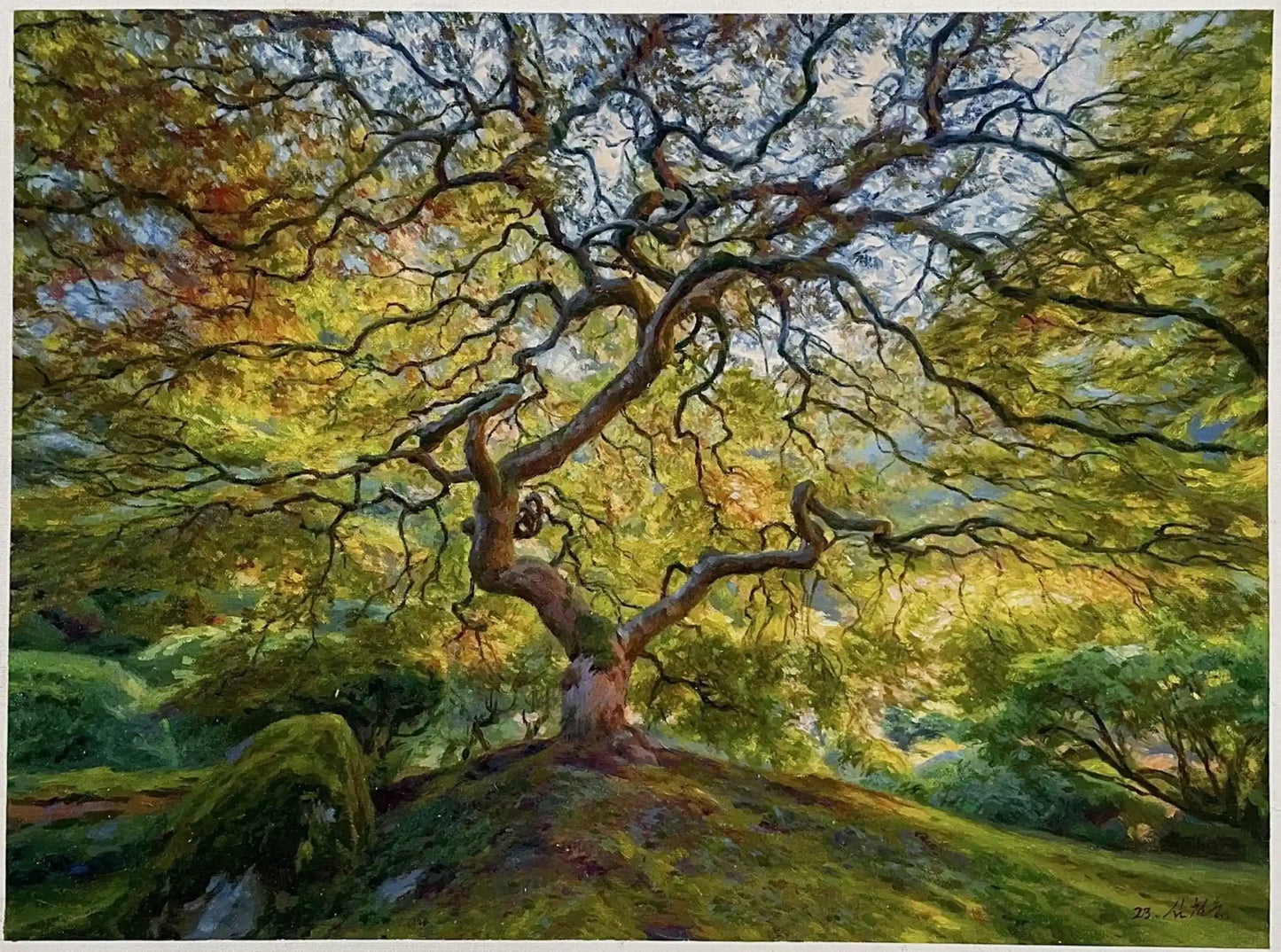 art-nature-paysage-foret-arbre-Peinture à l'huile sur toile-originale