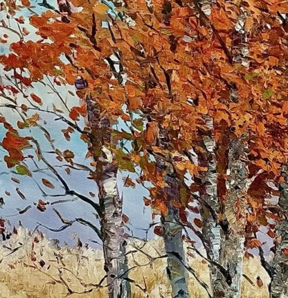 art-nature-paysage-foret-arbre-automne-Peinture à l'huile sur toile-originale