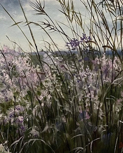 art-paysage-vue-rivage-lac-vent-peinture-huile sur toile