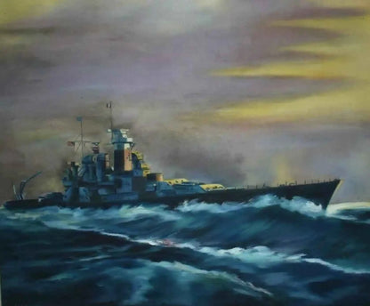 bateau guerre peinture huile sur toile