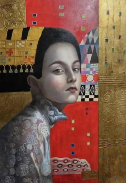 art-portrait-profil-feminin-femme-peinture huile sur toile