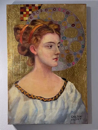 art-portrait-profil-feminin-femme-rousse-peinture huile sur toile