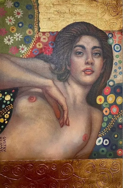 art-portrait-profil-feminin-femme-nue-peinture huile sur toile