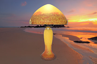 Lampe verre champignon Gallé Tip pate de verre jaune