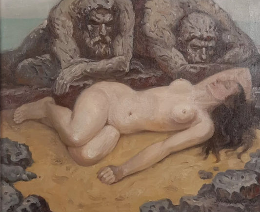 art-érotique-peinture-huile sur toile-originale-femme-endormie-nue