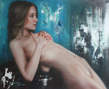 art-moderne-érotique-feminin-peinture-huile sur toile-originale-femme-nue-integrale