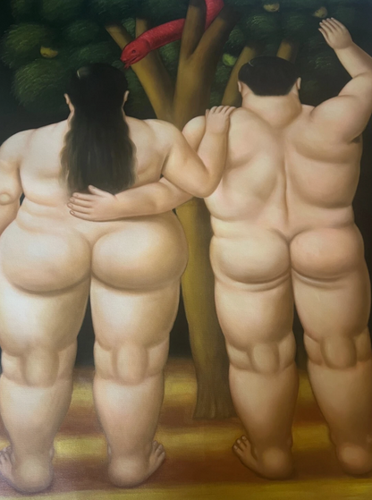 art-surréaliste-adam-eve-paradis-tableau-peinture-huile sur toile-signée