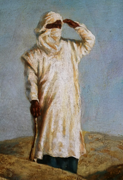 art-animal-dromadaire-orientaliste-sahara-arabe-peinture-huile-toile