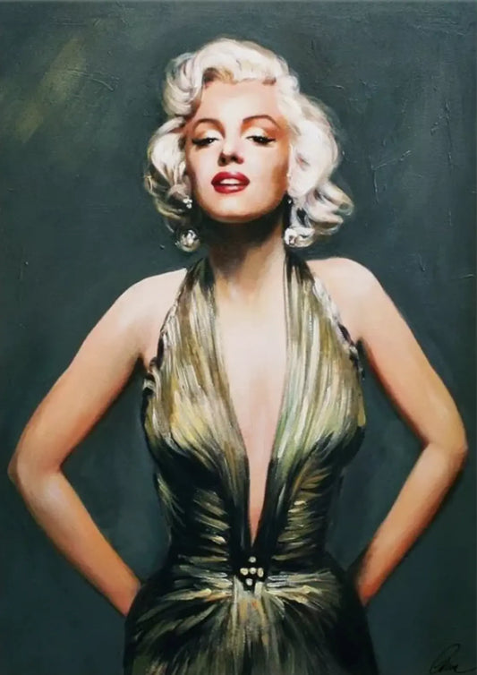 art-Portrait-feminin-star-hollywood-Marylin peinture huile sur toile