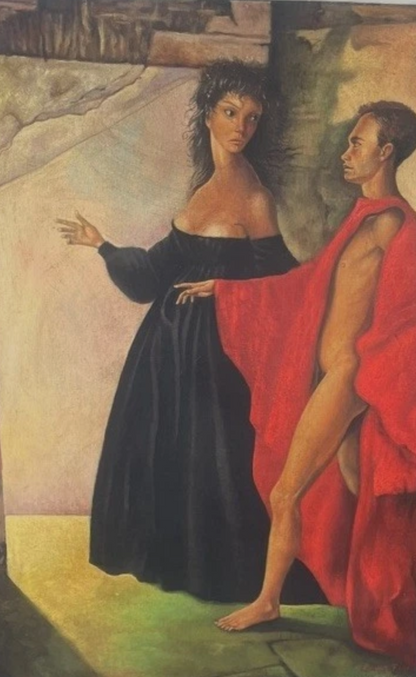 art-decoration-scene-personnage-follow me-peinture-huile-toile