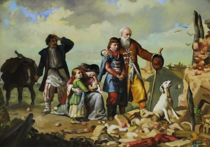 art-scene-genre-personnages-peinture-huile-toile-cadre