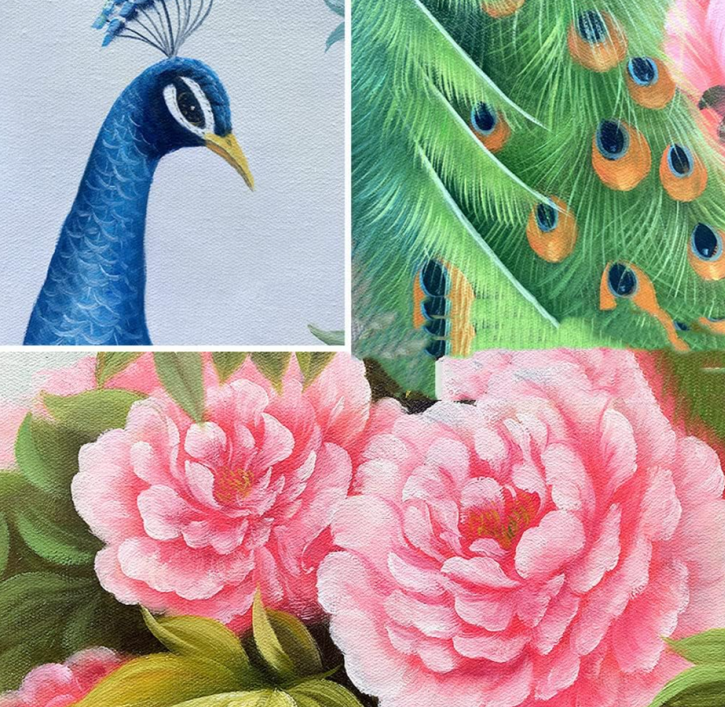 art-decoration-peinture-huile-toile-animal-oiseaux-paon