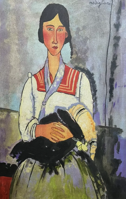art-moderne-portrait-feminin-femme-assise-peinture-huile-toile