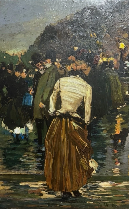 art-scene-rue-personnages-pluie-peinture-huile-toile