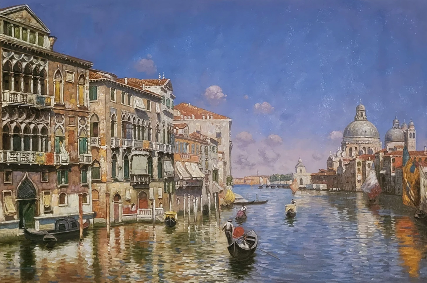 art-decoration-tableau-peinture-huile-toile-paysage-marin-canal-Venise