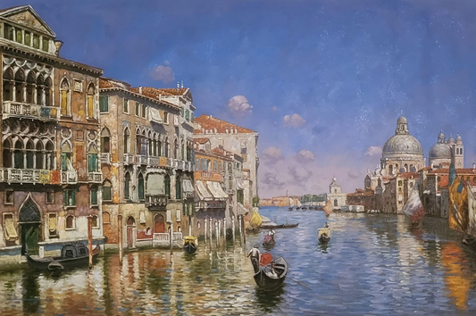 art-decoration-tableau-peinture-huile-toile-paysage-marin-canal-Venise