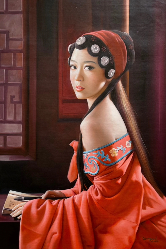 art-decoration-tableau-peinture-huile-toile-portrait-feminin-femme-asiatique