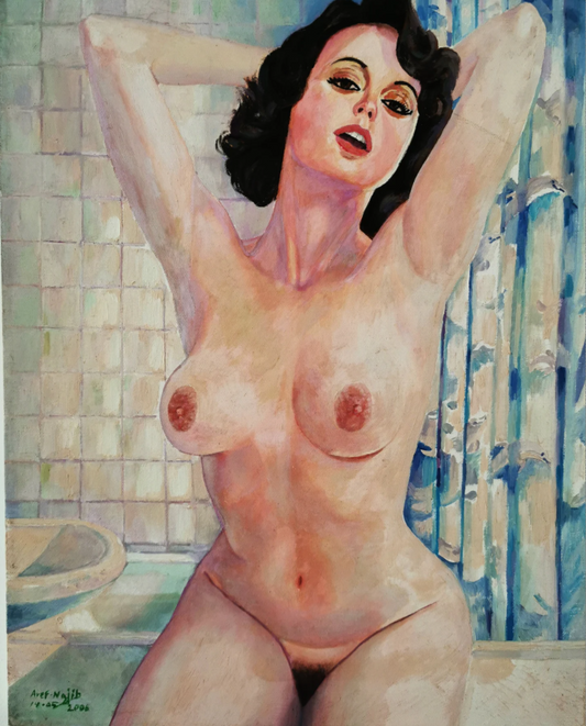 art-decoration-tableau-peinture-huile-toile-portrait-feminin-femme-nue-integrale
