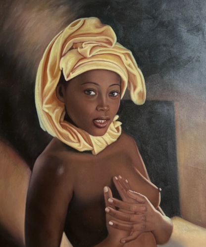 art-portrait-femme-africaine-nue-peinture-huile sur toile