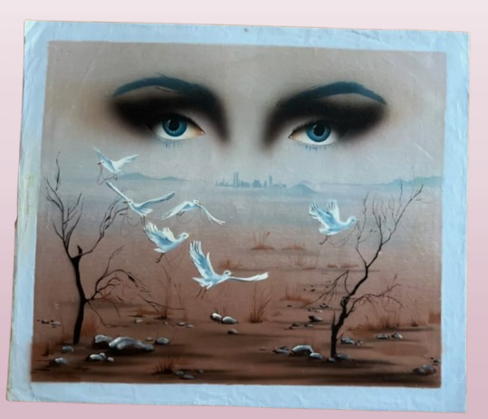 art-surréalisme-femme-oiseaux-vol-peinture-huile sur toile