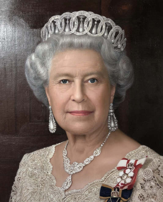 art-portrait-femme-Reine Elizabeth II du Royaume-Uni-peinture-huile-toile