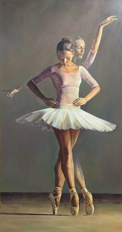 Ballerine 50 x 100 cm Danseuse de ballet Danse de ballet ORIGINAL Unique Huile sur toile