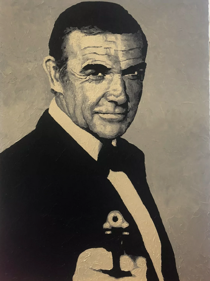 Tableau huile sur toile original noir et blanc Sean Connery as James Bond