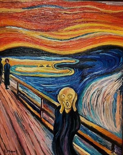 art-moderne-le cri-sream-inspirée de munch-peinture-huile-toile-40x50cm