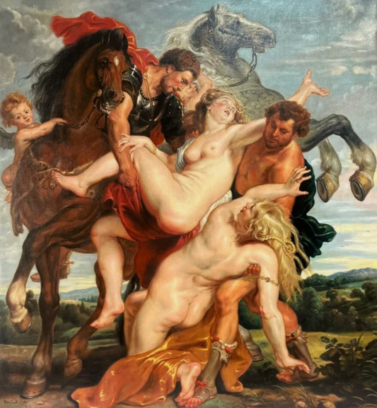 art-L'Enlèvement des filles de Leucippe-inspirée de Rubens-peinture-huile-toile-large