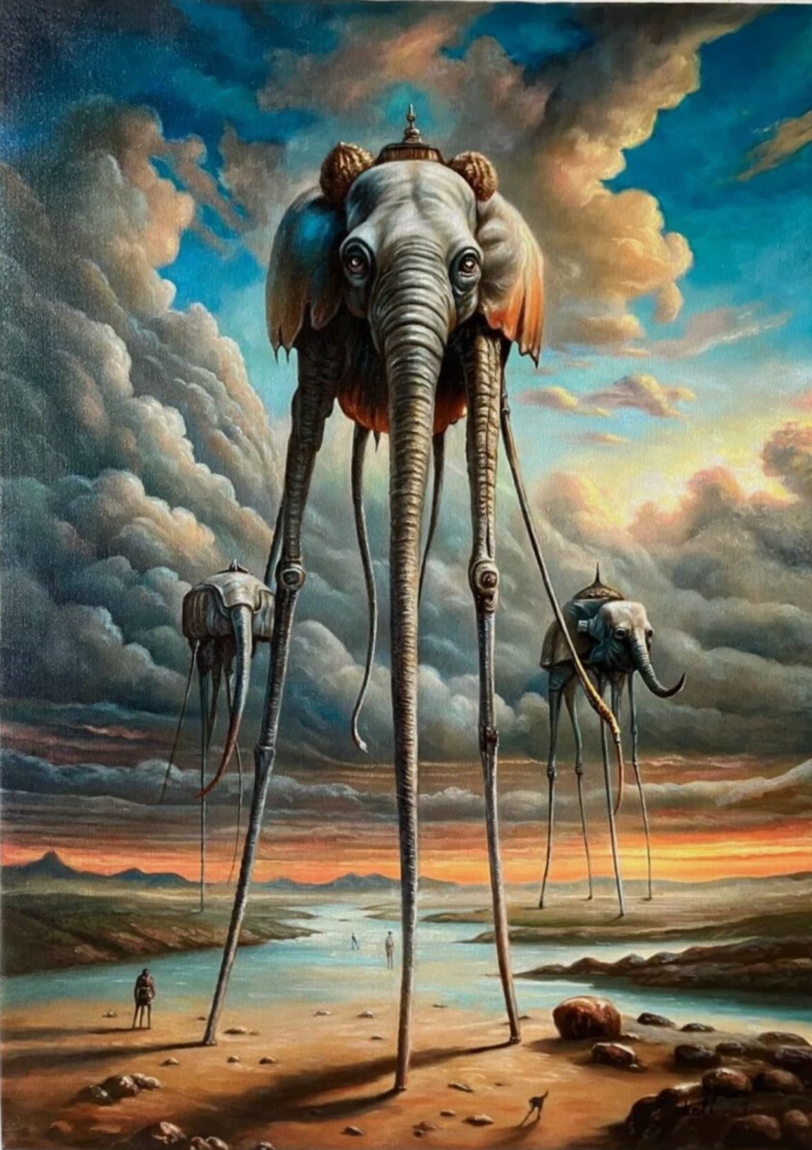 art-decoration-scene-elephant-surrealisme-peinture-huile-toile