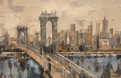 art-decoration-tableau-peinture-huile-toile-moderne-skyline-new york-pont