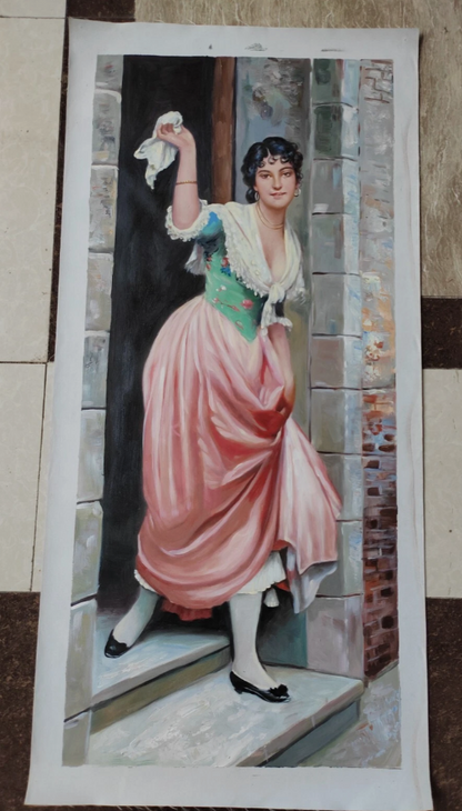 art-decoration-tableau-peinture-huile-toile-portrait-feminin-femme-au revoir