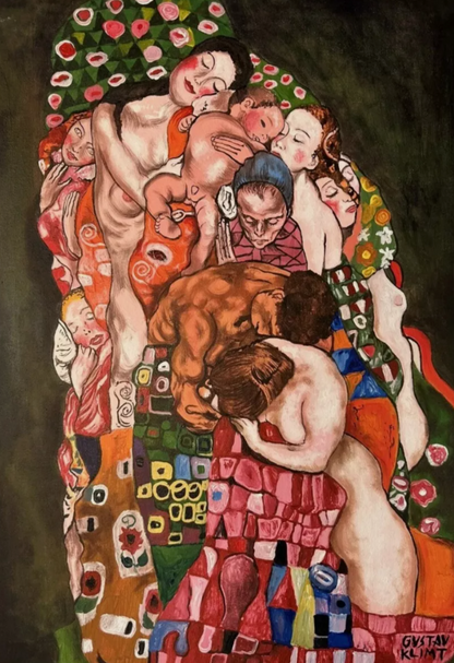 art-portrait-profil-feminin-femme-maternité-famille-peinture huile sur toile