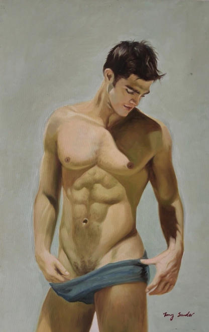 art-decoration-tableau-peinture-huile-toile-portrait-male-masculin-homme-nu-slip