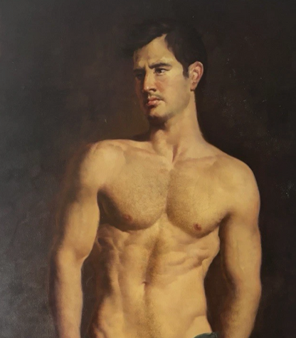 art-decoration-tableau-peinture-huile-toile-portrait-male-masculin-homme-nu-denim-jean's