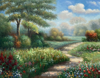 art-decoration-tableau-peinture-huile-toile-paysage-campagne-champ-fleuri