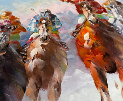 art-moderne-course-hippique-chevaux-galops-sport-peinture-huile-toile-signée-Anthony Vecchio