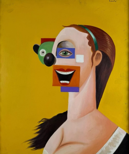 art-decoration-tableau-peinture-huile-toile-portrait abstrait-feminin-femme-cubisme