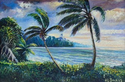 art-decoration-tableau-peinture-huile-toile-paysage-marin-cocotier-plage