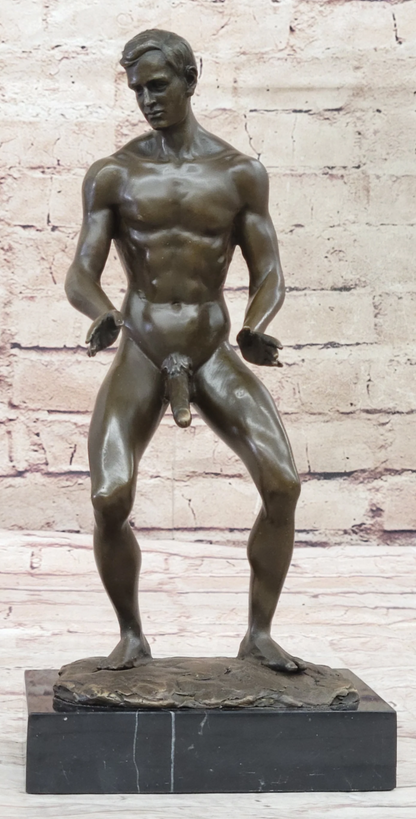 art-érotique-statue-bronze-male-homme-nu-énorme-sexe