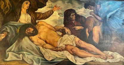 art-decoration-tableau-peinture-huile-toile-scene-religion-christ-mort