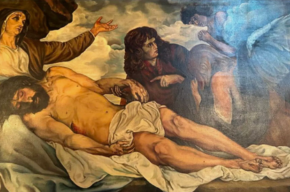 art-decoration-tableau-peinture-huile-toile-scene-religion-christ-mort