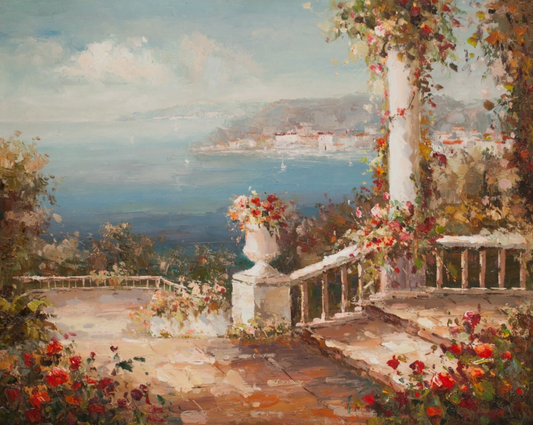 "Maison de plage espagnole", Impressionnisme originale huile sur toile