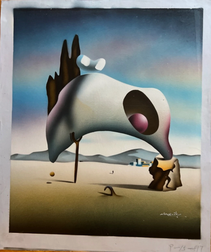 Fusée Cosmique - Peinture Huile Originale sur Toile