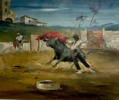 Huile espagnole corrida originale sur toile par Angel Gonzalez Marcos
