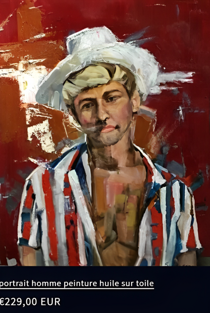 art-decoration-tableau-peinture-huile-toile-portrait-masculin-homme-chapeau