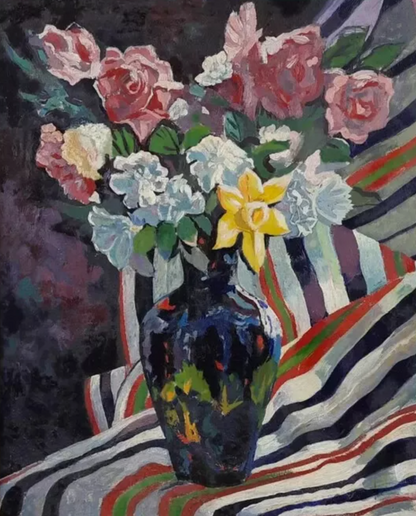 art-nature-morte-floral-fleurs-vase-peinture huile panneau