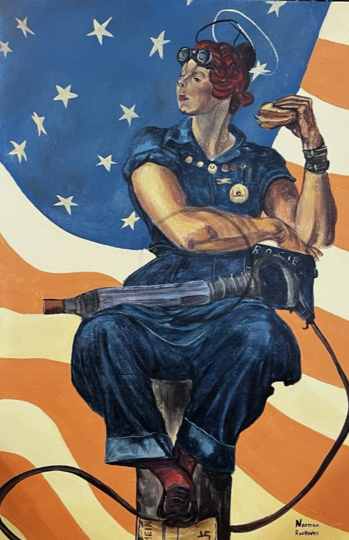 art-decoration-tableau-peinture-huile-toile-scene-genre-personnages-working girl