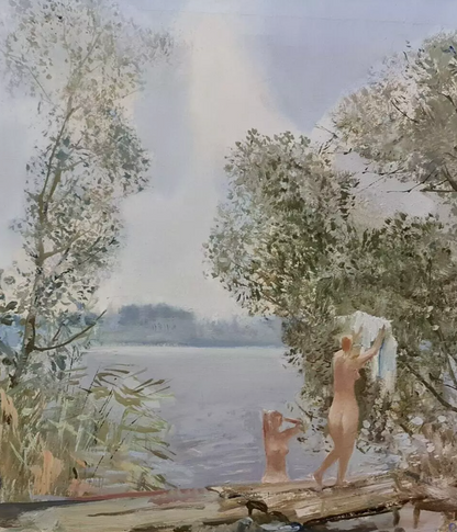 Huile sur toile "Les baigneuses" de Oleg Marouchkine