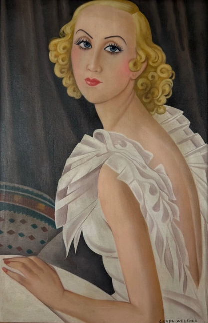 art-decoration-tableau-peinture-huile-toile-moderne-portrait-feminin-femme-personnage-d'aprés Gerda Wegener